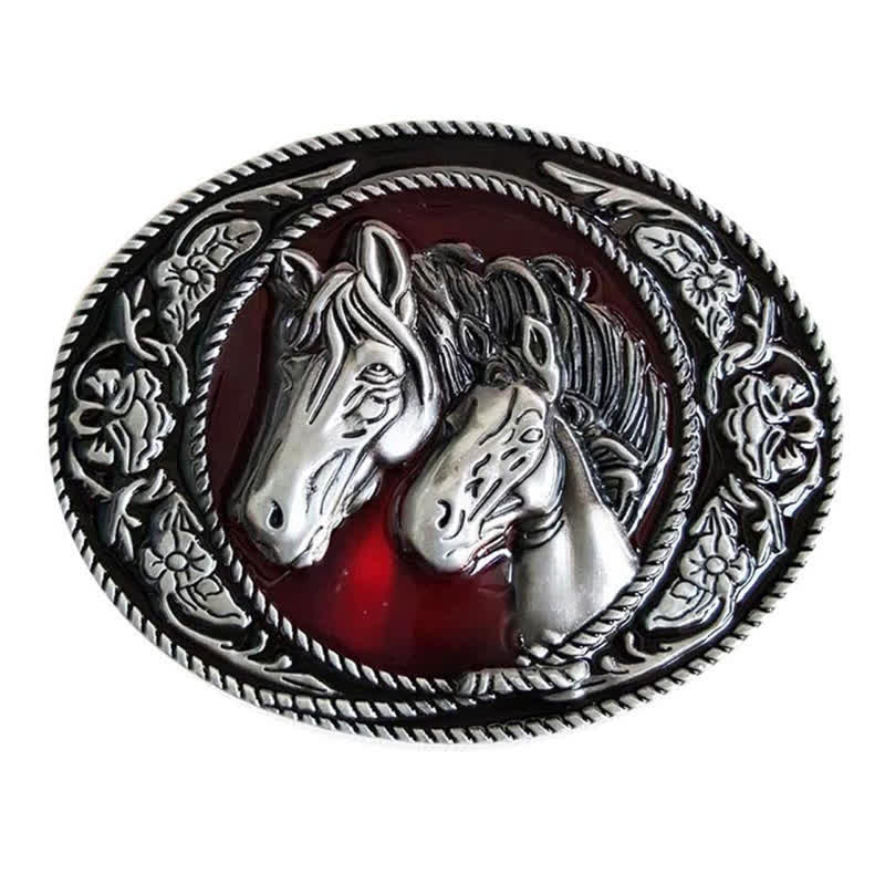 Men's DIY Horse And Colt Enameled Buckle Leather Belt - Image 3