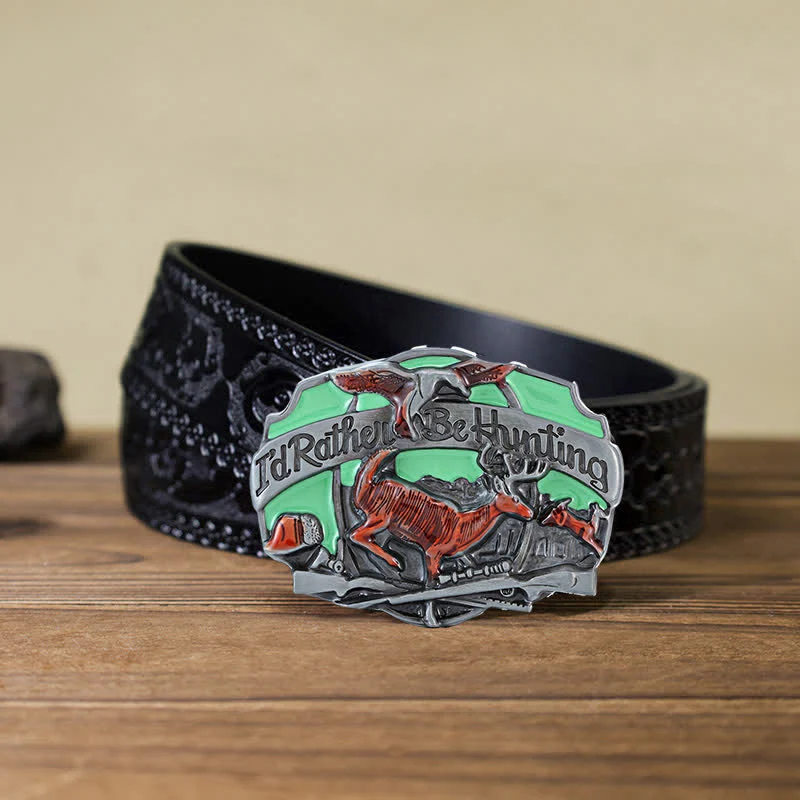Men's DIY Hunting Deer In The Wild Buckle Leather Belt - Image 10
