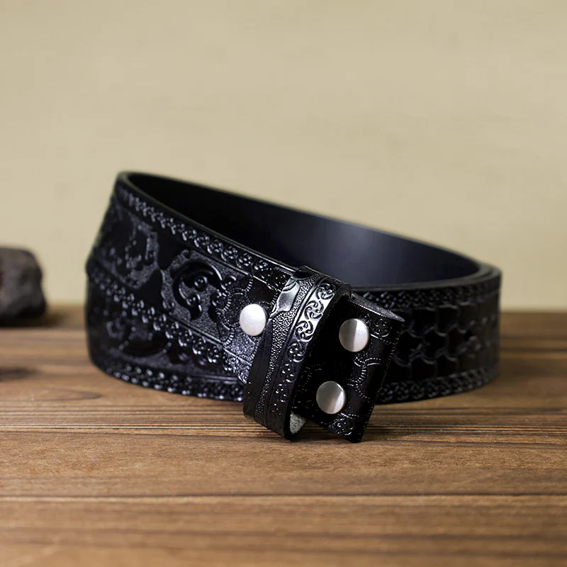 Men's DIY Indian Chief Tribal Buckle Leather Belt - Image 16