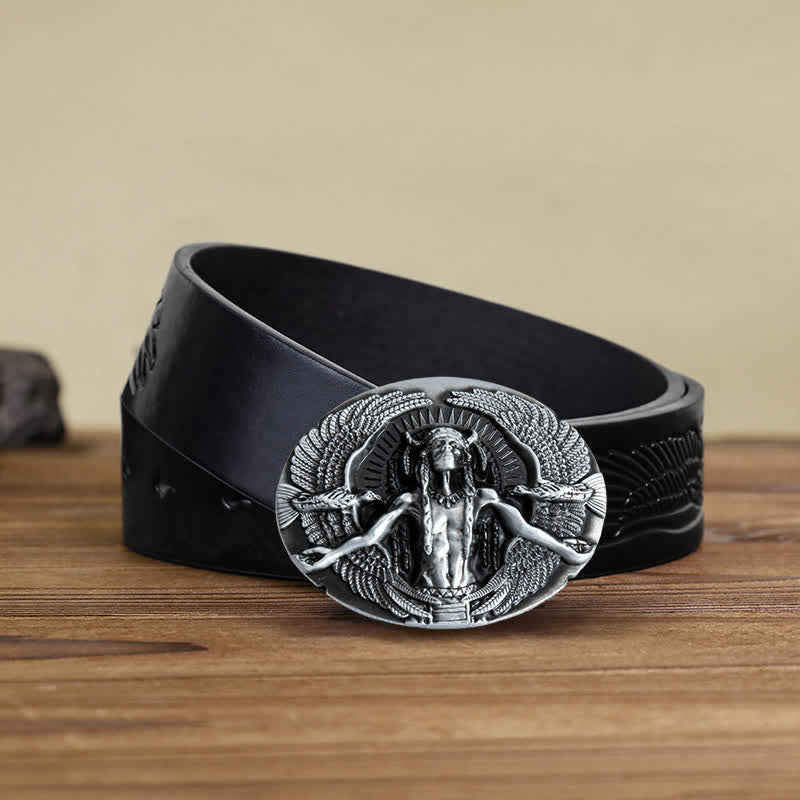 Men's DIY Indian Great Spirit Buckle Leather Belt - Image 7