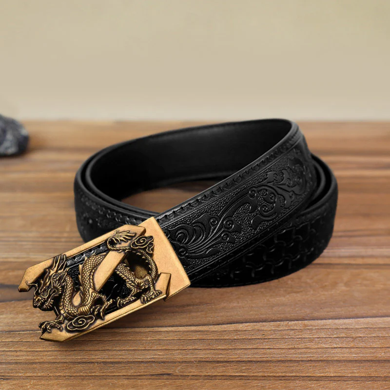 Men's DIY Letter Z Dragon Automatic Buckle Leather Belt - Image 5