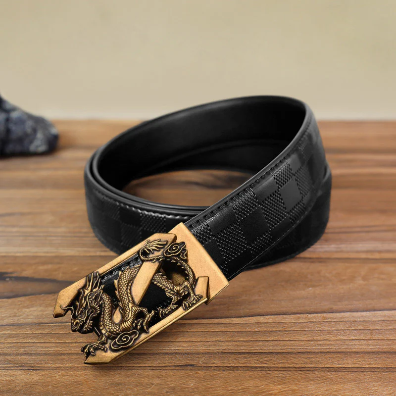 Men's DIY Letter Z Dragon Automatic Buckle Leather Belt - Image 6