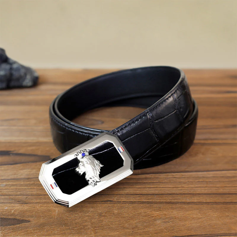 Men's DIY Lion Head Automatic Buckle Leather Belt - Image 9
