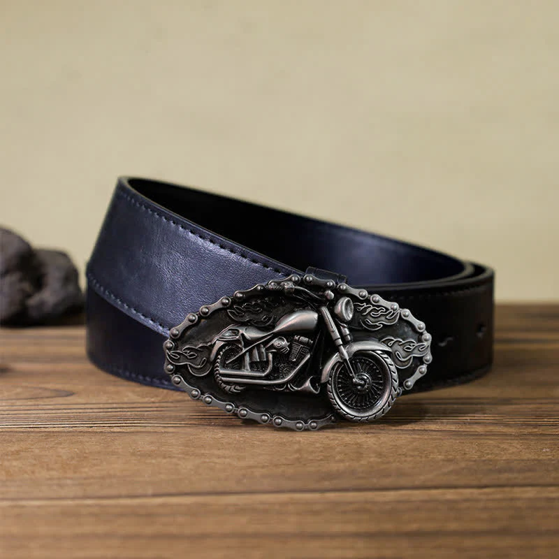 Men's DIY Locomotive Motorcycle Buckle Leather Belt - Image 4