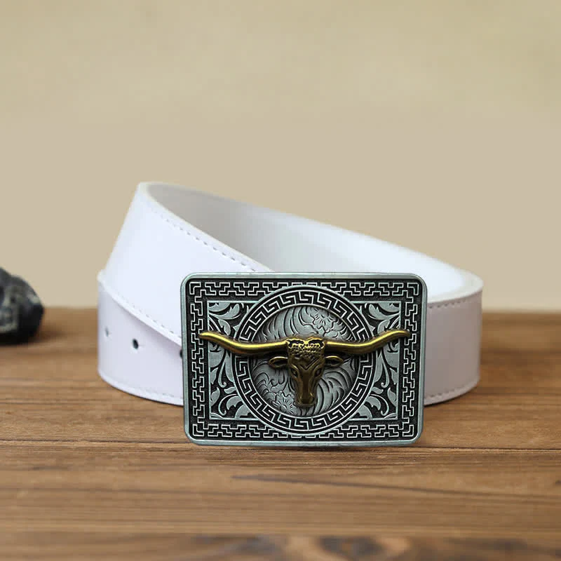 Men's DIY  Weatern Buckle Leather Belt - Image 10