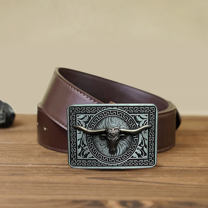 Men's DIY  Weatern Buckle Leather Belt - Image 12