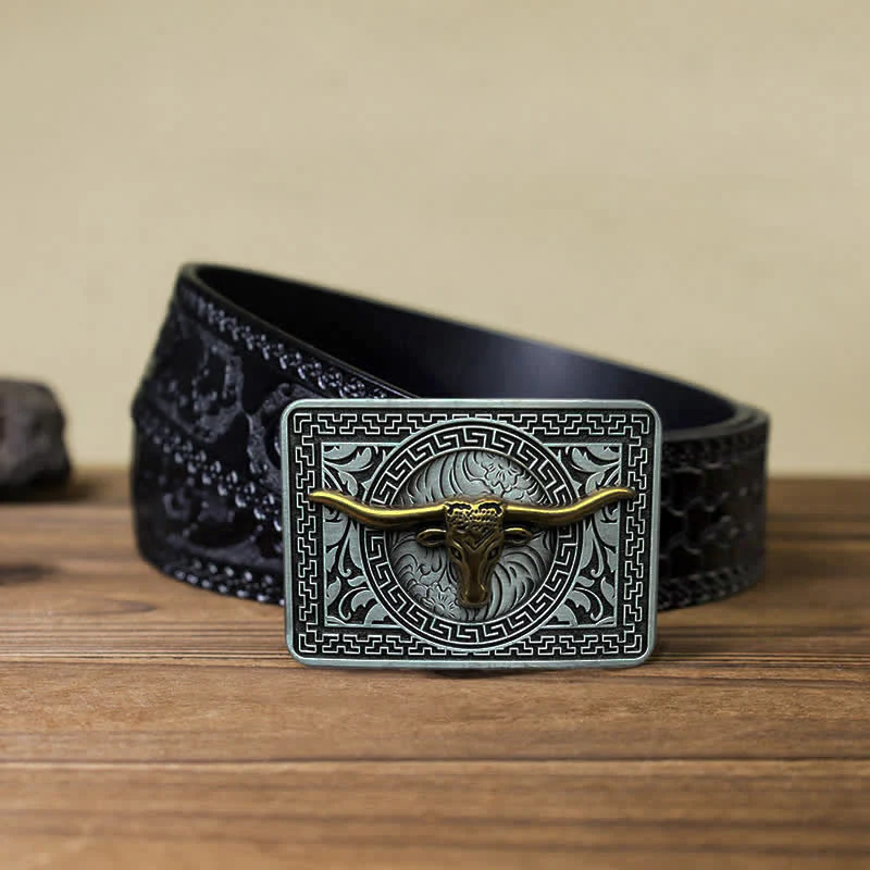 Men's DIY  Weatern Buckle Leather Belt - Image 16