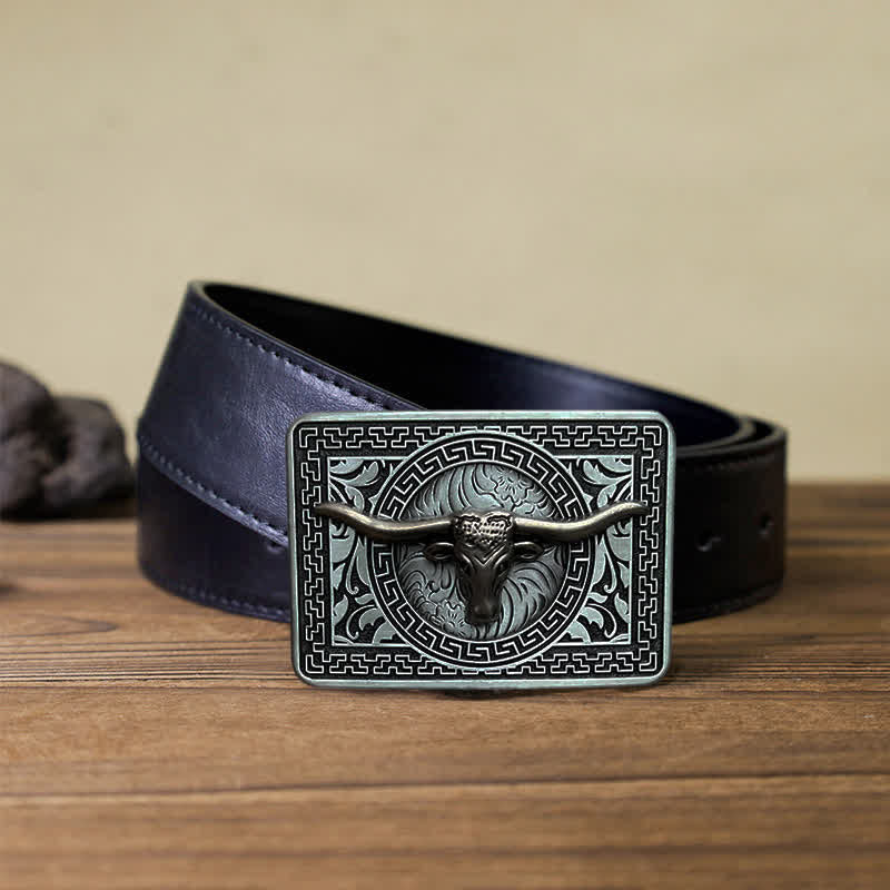 Men's DIY  Weatern Buckle Leather Belt - Image 6
