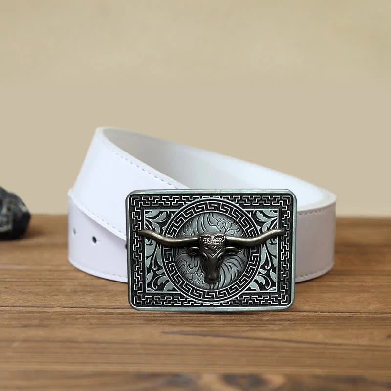 Men's DIY  Weatern Buckle Leather Belt - Image 9