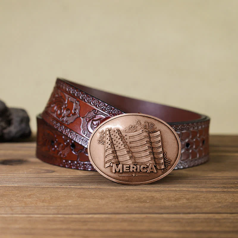 Men's DIY Merica Pride Flag Creative Beer Holder Buckle Leather Belt - Image 25