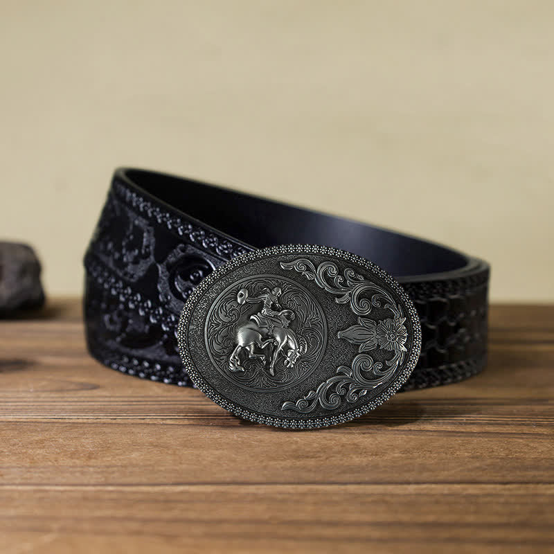 Men's DIY Off-Road Horse Riding Buckle Leather Belt - Image 9