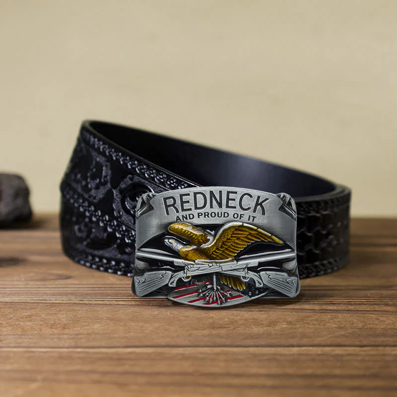 Men's DIY Redneck Enameled Eagle Buckle Leather Belt - Image 10