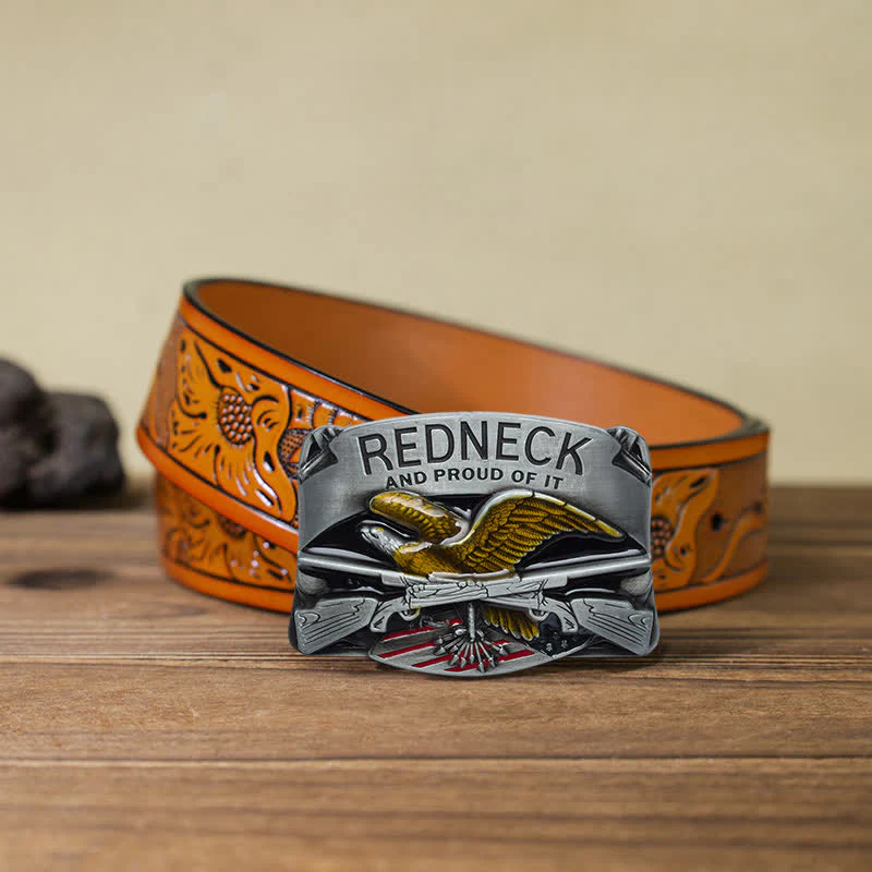 Men's DIY Redneck Enameled Eagle Buckle Leather Belt - Image 16