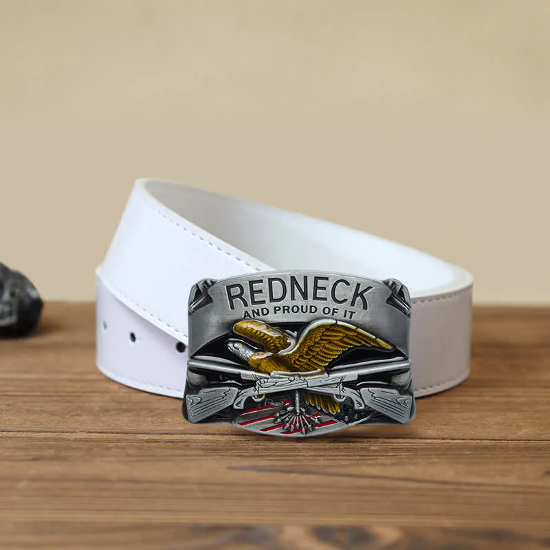 Men's DIY Redneck Enameled Eagle Buckle Leather Belt - Image 6