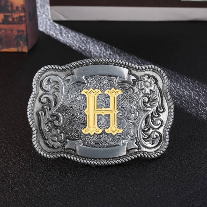 Men's DIY Retro Initial Letter Square Buckle Leather Belt - Image 10