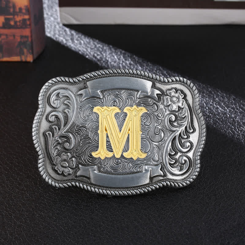 Men's DIY Retro Initial Letter Square Buckle Leather Belt - Image 15