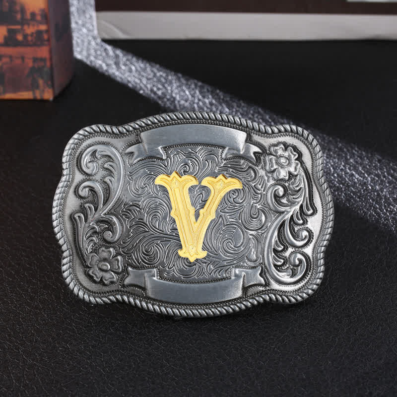 Men's DIY Retro Initial Letter Square Buckle Leather Belt - Image 24