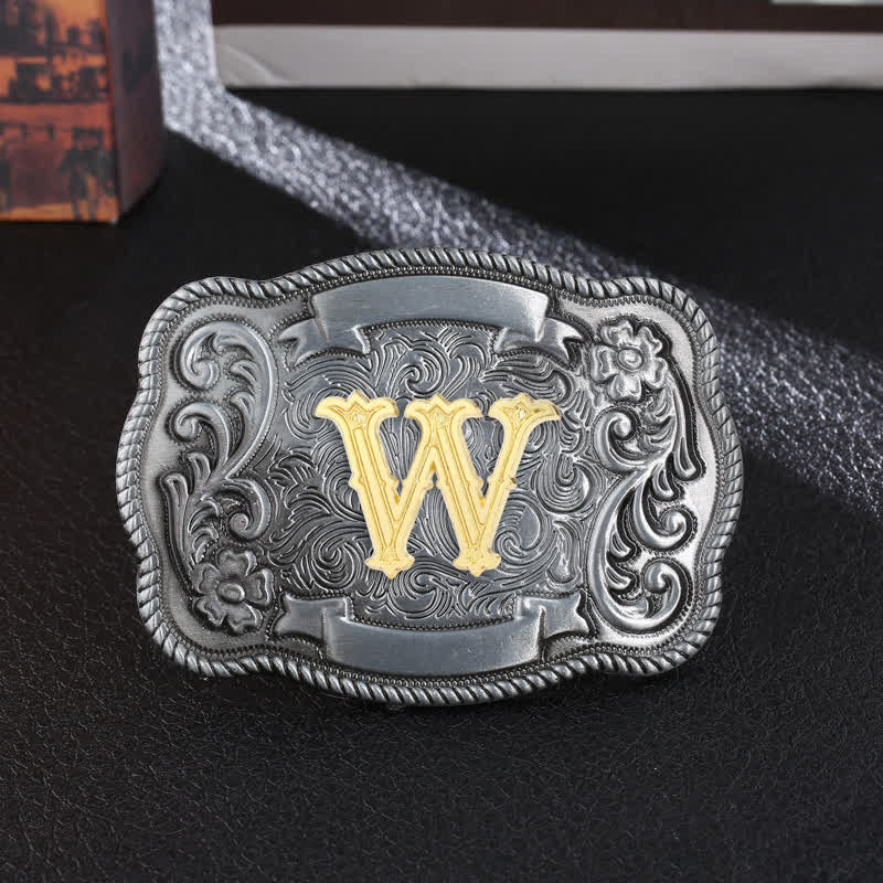 Men's DIY Retro Initial Letter Square Buckle Leather Belt - Image 25