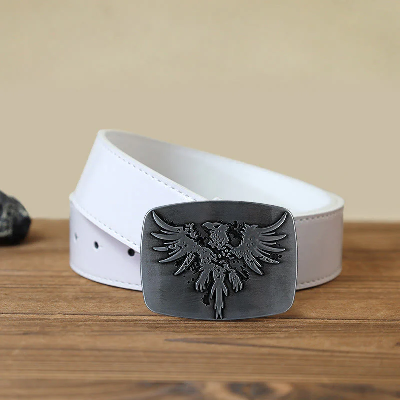 Men's DIY Rising Phoenix Eagle Buckle Leather Belt - Image 8