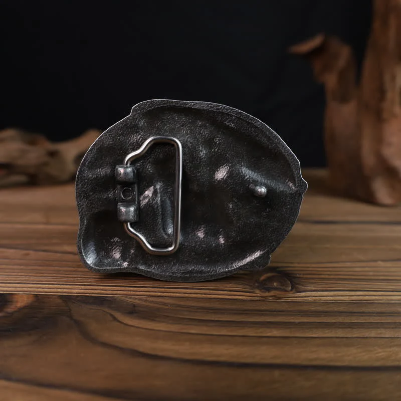 Men's DIY Skull Biker Live to Ride Buckle Leather Belt - Image 2