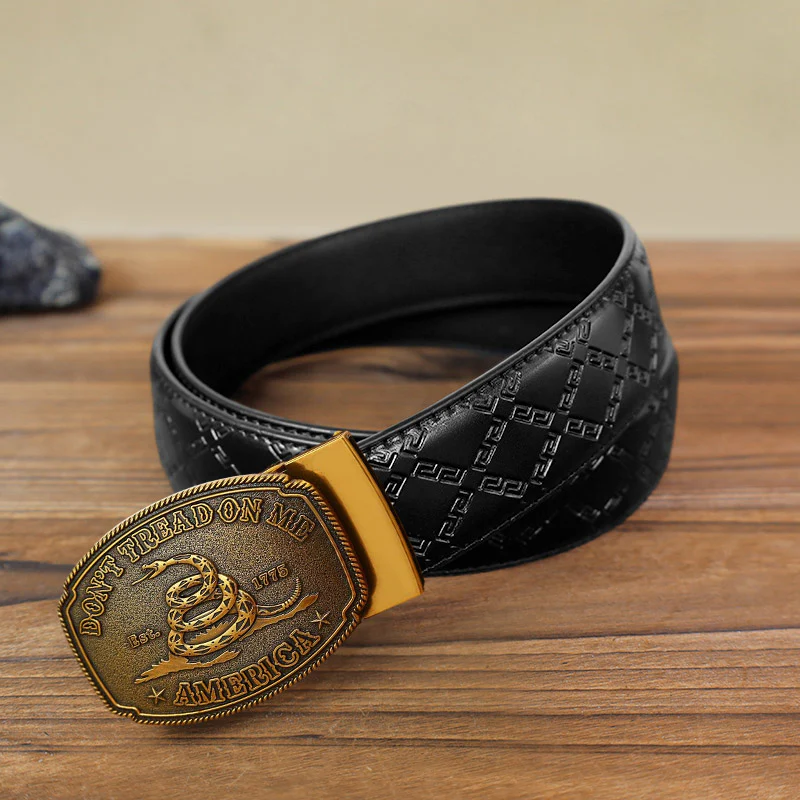 Men's DIY Snake Attitude Automatic Buckle Leather Belt - Image 4