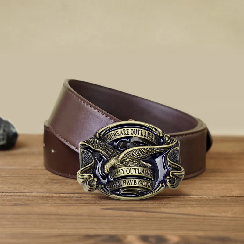 Men's DIY Soaring Eagle Statement Buckle Leather Belt - Image 15