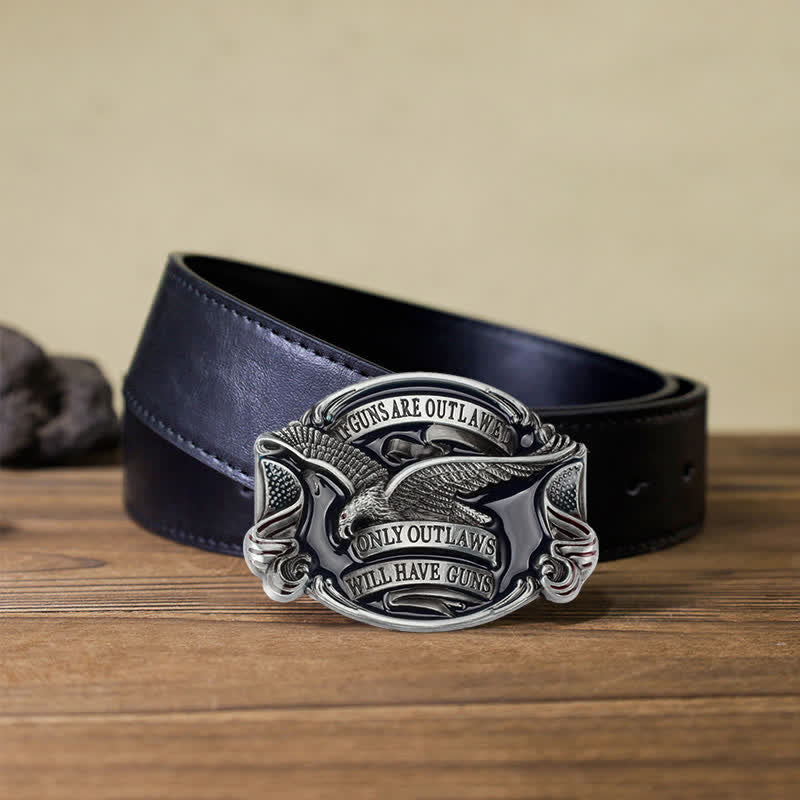 Men's DIY Soaring Eagle Statement Buckle Leather Belt - Image 8
