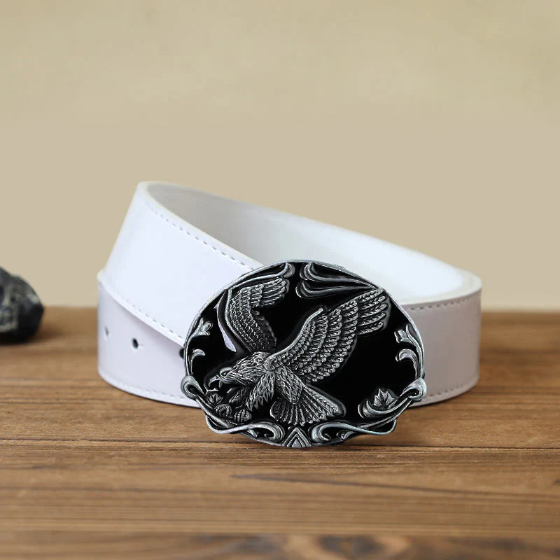 Men's DIY Spreading Wings Eagle Freedom Buckle Leather Belt - Image 5