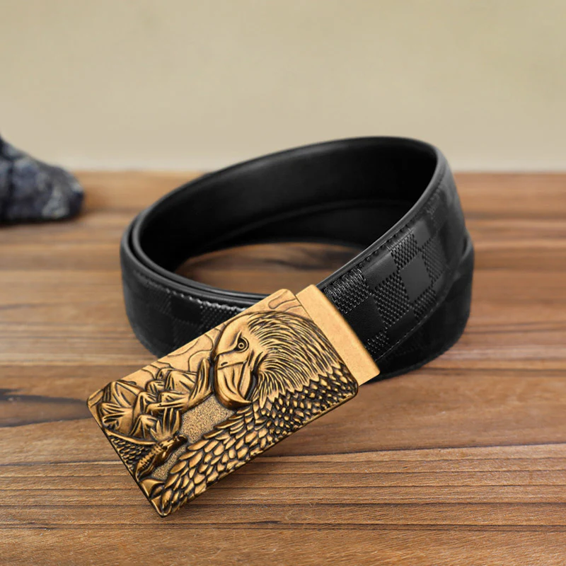 Men's DIY Strong Eagle Automatic Buckle Leather Belt - Image 15