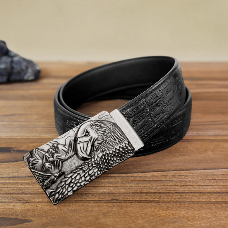 Men's DIY Strong Eagle Automatic Buckle Leather Belt - Image 4