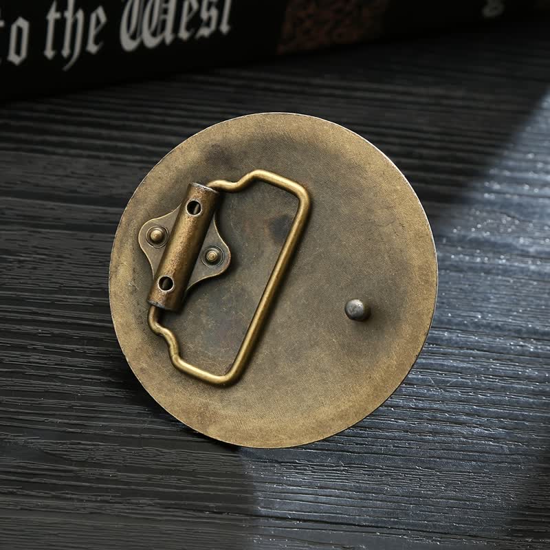 Men's DIY Tree of Life Round Buckle Leather Belt - Image 2
