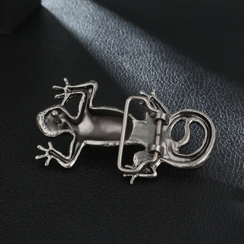 Men's DIY Unique Animal Silver Lizard Buckle Leather Belt - Image 2