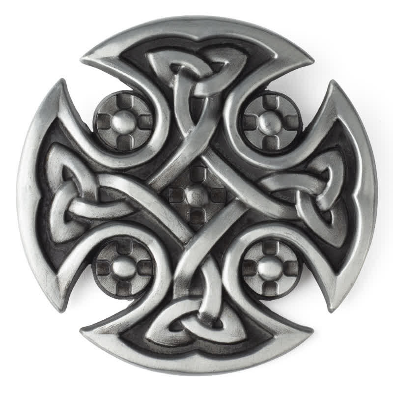Men's DIY Viking Celtic Cross Knot Buckle Leather Belt - Image 11