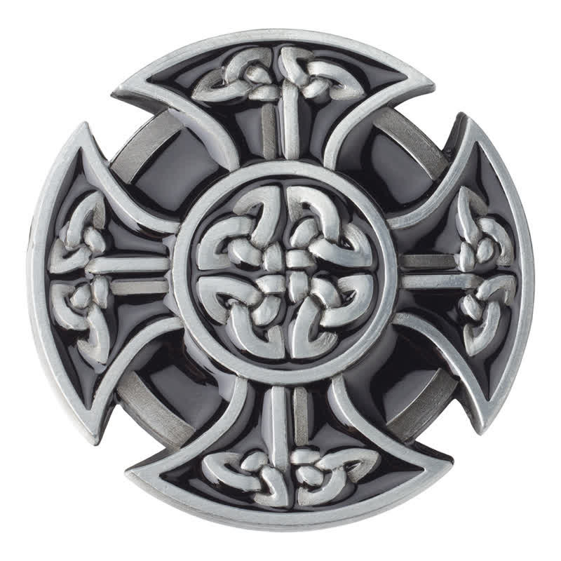 Men's DIY Viking Celtic Cross Knot Buckle Leather Belt - Image 3