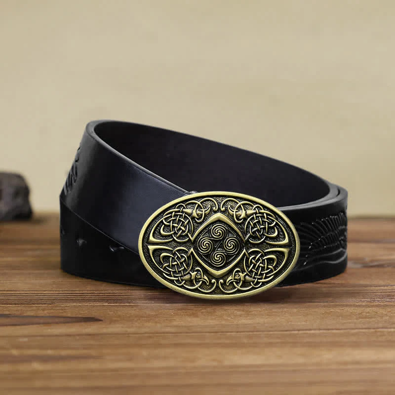 Men's DIY Viking Celtic Knot Buckle Leather Belt - Image 13