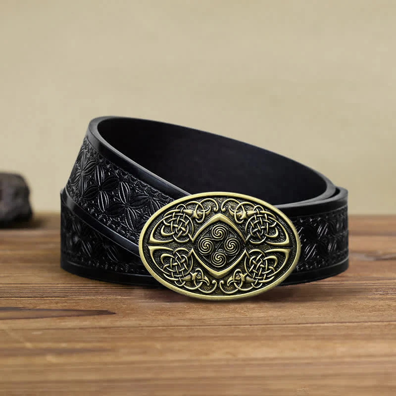 Men's DIY Viking Celtic Knot Buckle Leather Belt - Image 14