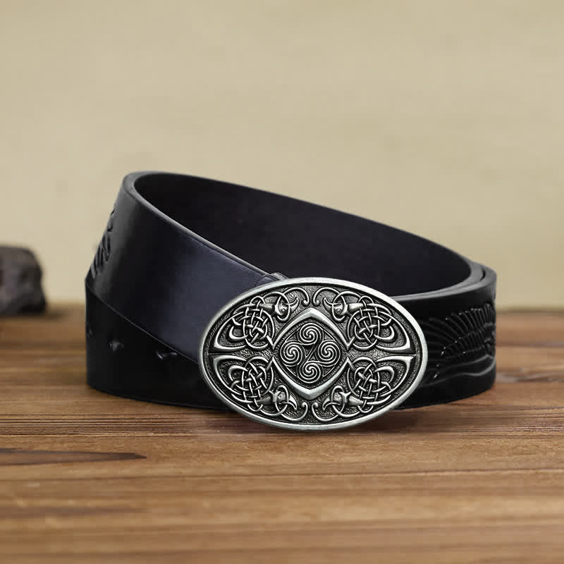 Men's DIY Viking Celtic Knot Buckle Leather Belt - Image 5