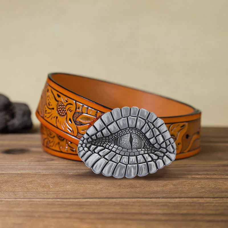 Men's DIY Watcher Alligator Eye Buckle Leather Belt - Image 11