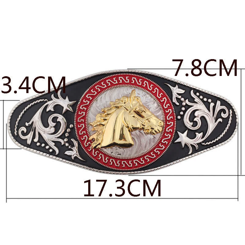 Men's DIY Western Black Gold Animal Buckle Leather Belt - Image 15