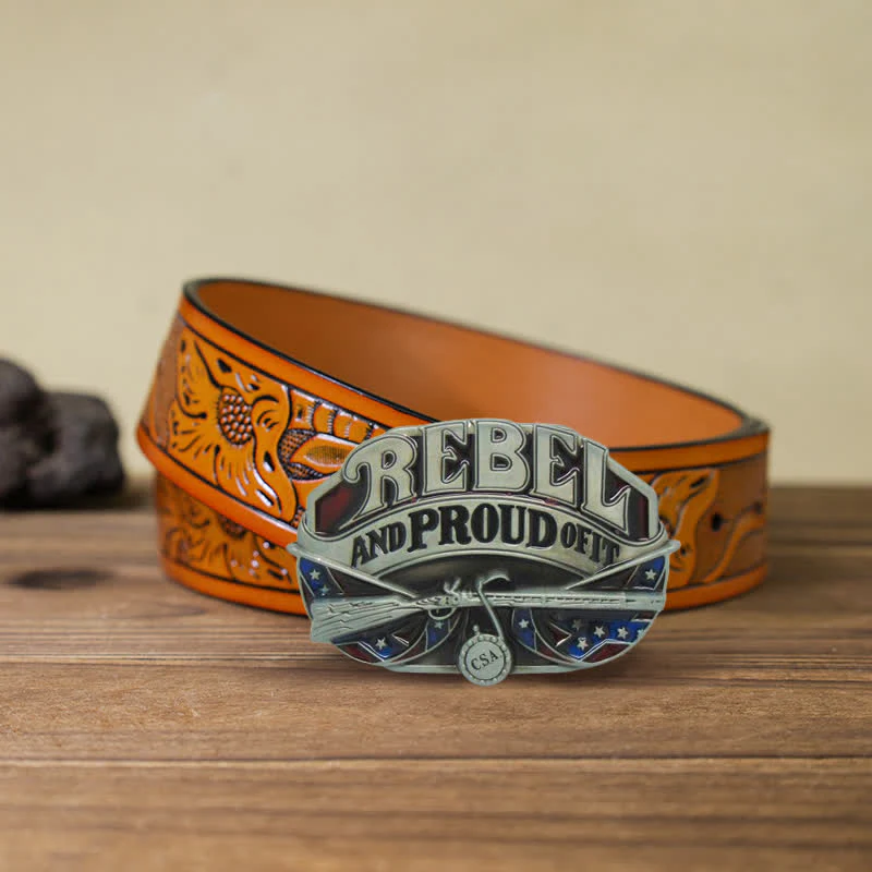 Men's DIY Western Flag Proud Buckle Leather Belt - Image 11
