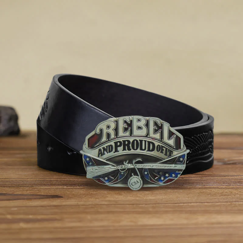 Men's DIY Western Flag Proud Buckle Leather Belt - Image 6