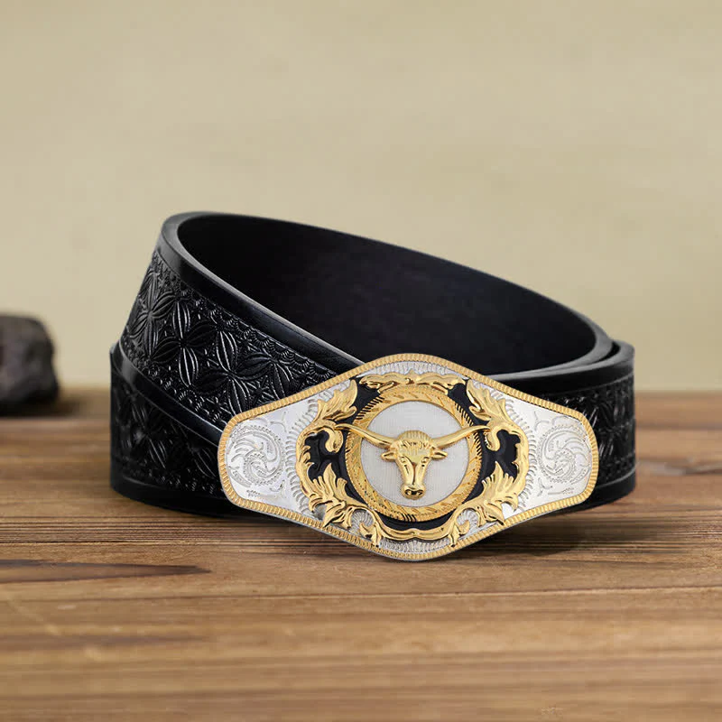 Men's DIY Western Golden Animal Buckle Leather Belt - Image 23