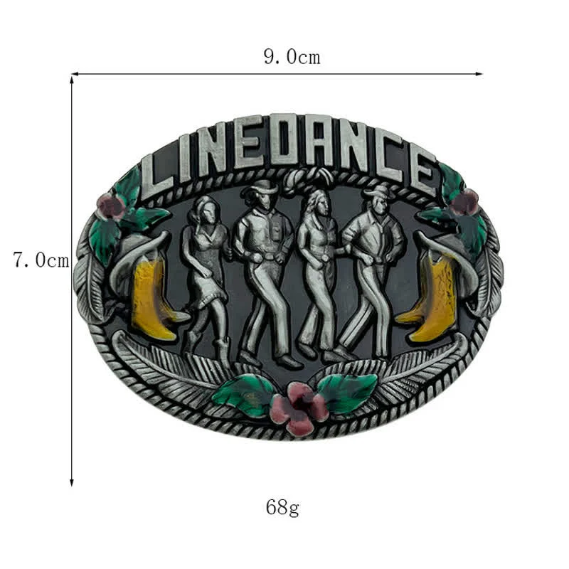 Men's DIY Western Line Dancing Buckle Leather Belt - Image 3