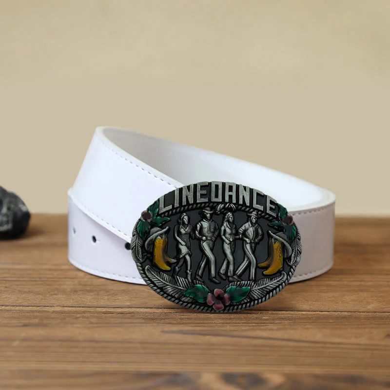 Men's DIY Western Line Dancing Buckle Leather Belt - Image 6