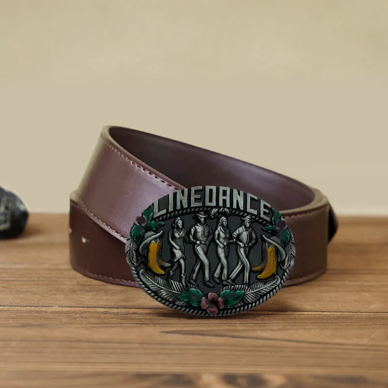 Men's DIY Western Line Dancing Buckle Leather Belt - Image 8