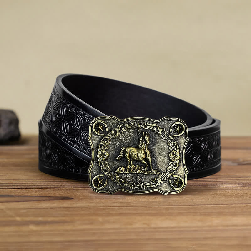 Men's DIY Wild Running Horse Buckle Leather Belt - Image 10