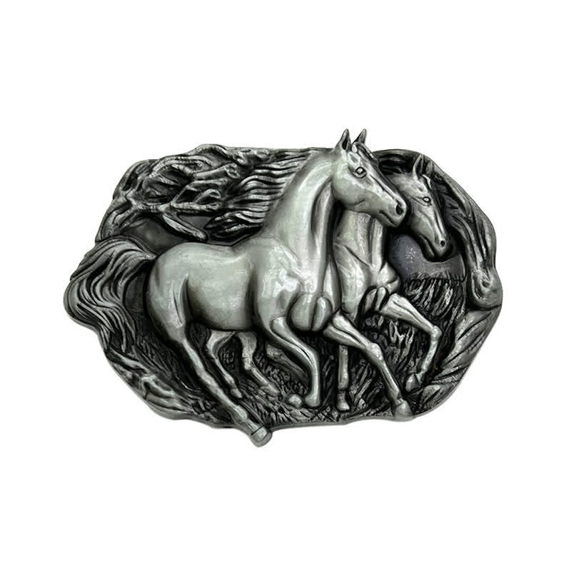 Men's DIY Wild Running Horses Buckle Leather Belt - Image 4