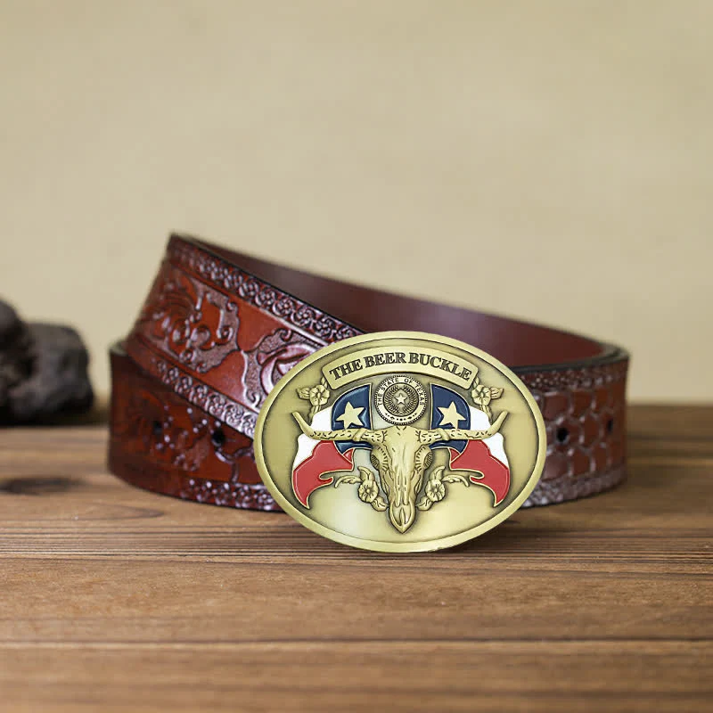 Men's DIY Wild West Bull Creative Beer Holder Buckle Leather Belt - Image 19