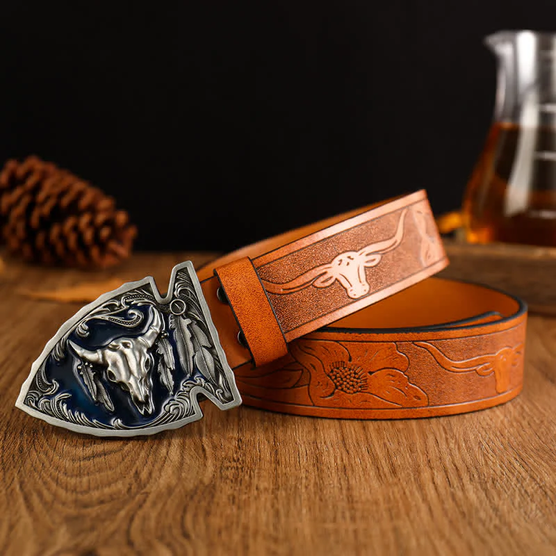 Men's Domineering Bull Head Ethnic Style Leather Belt - Image 5