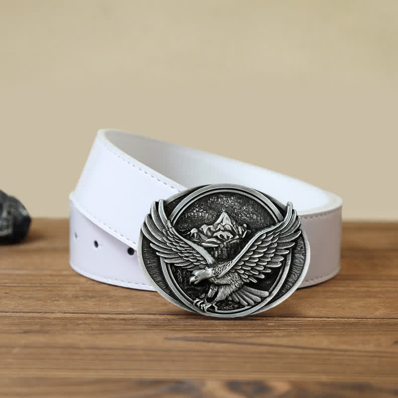 Men's DIY Domineering Flying Eagle Buckle Leather Belt - Image 11